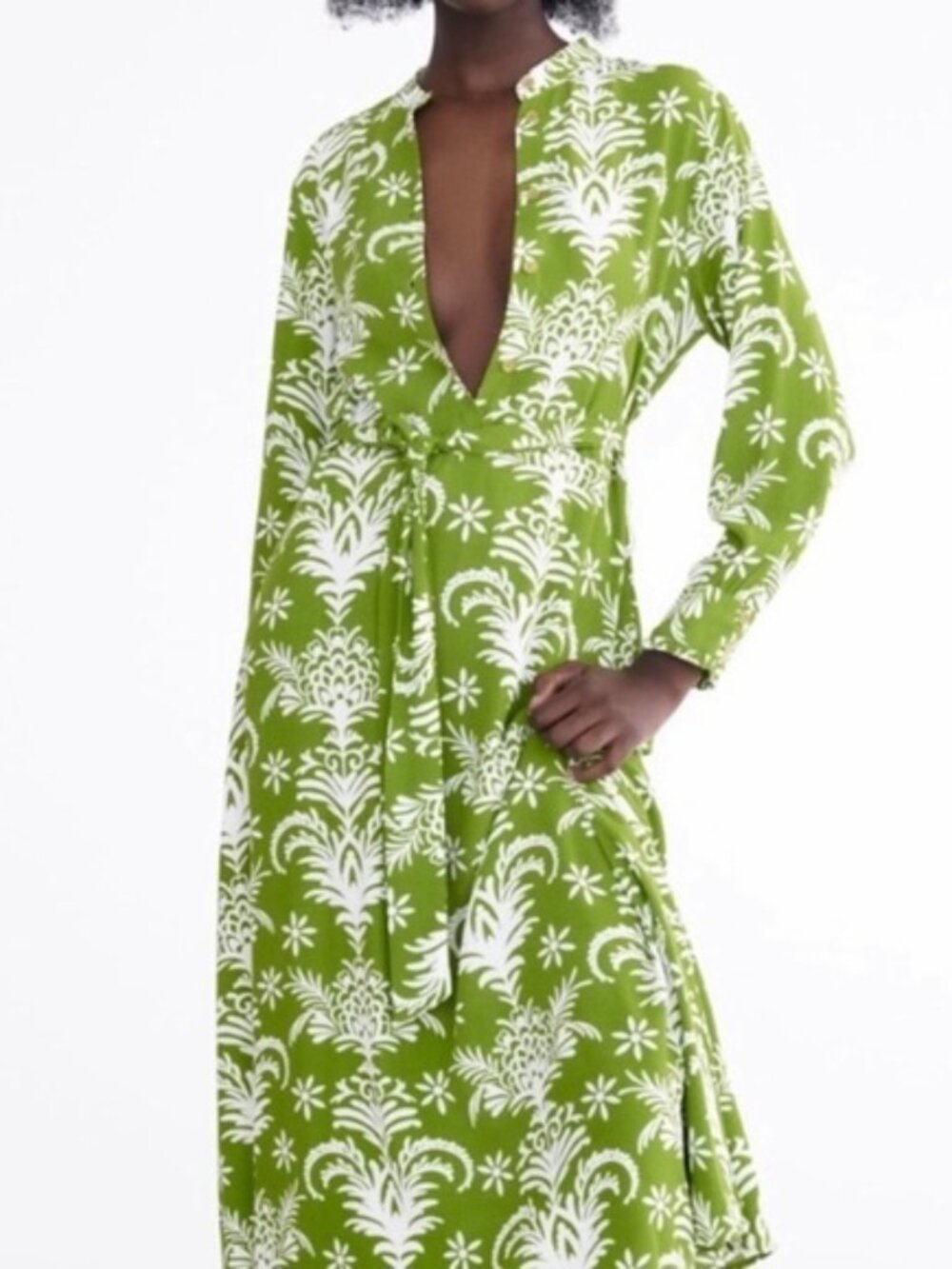 NWT ZARA Green Printed Long Dress size M/L